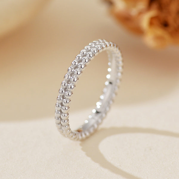 Elegant double row ball ring for women by LuxeNova in polished finish