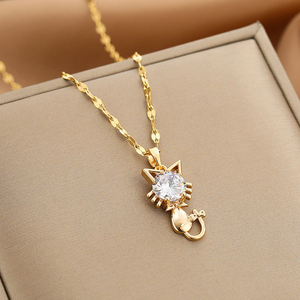 LuxeNova titanium steel women’s minimalist necklace with polished finish
