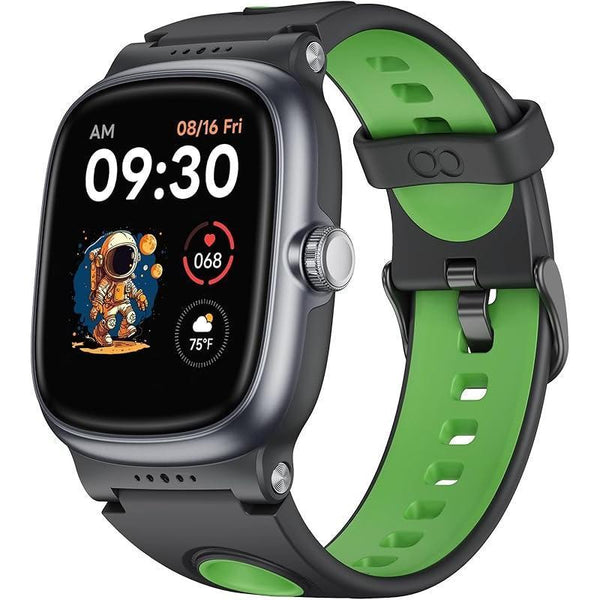 Smartwatch with a green band on a white background